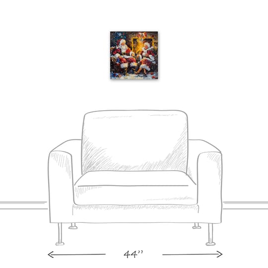Santa and Mrs. Claus Cozy Fire 12" x 12" Canvas Wall Art